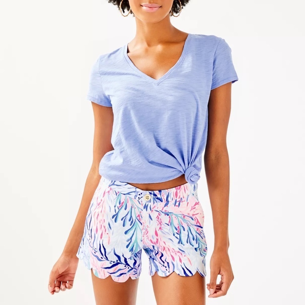 LILLY PULITZER 5" Buttercup Stretch Short In Crew Blue Tint Kaleidoscope Coral